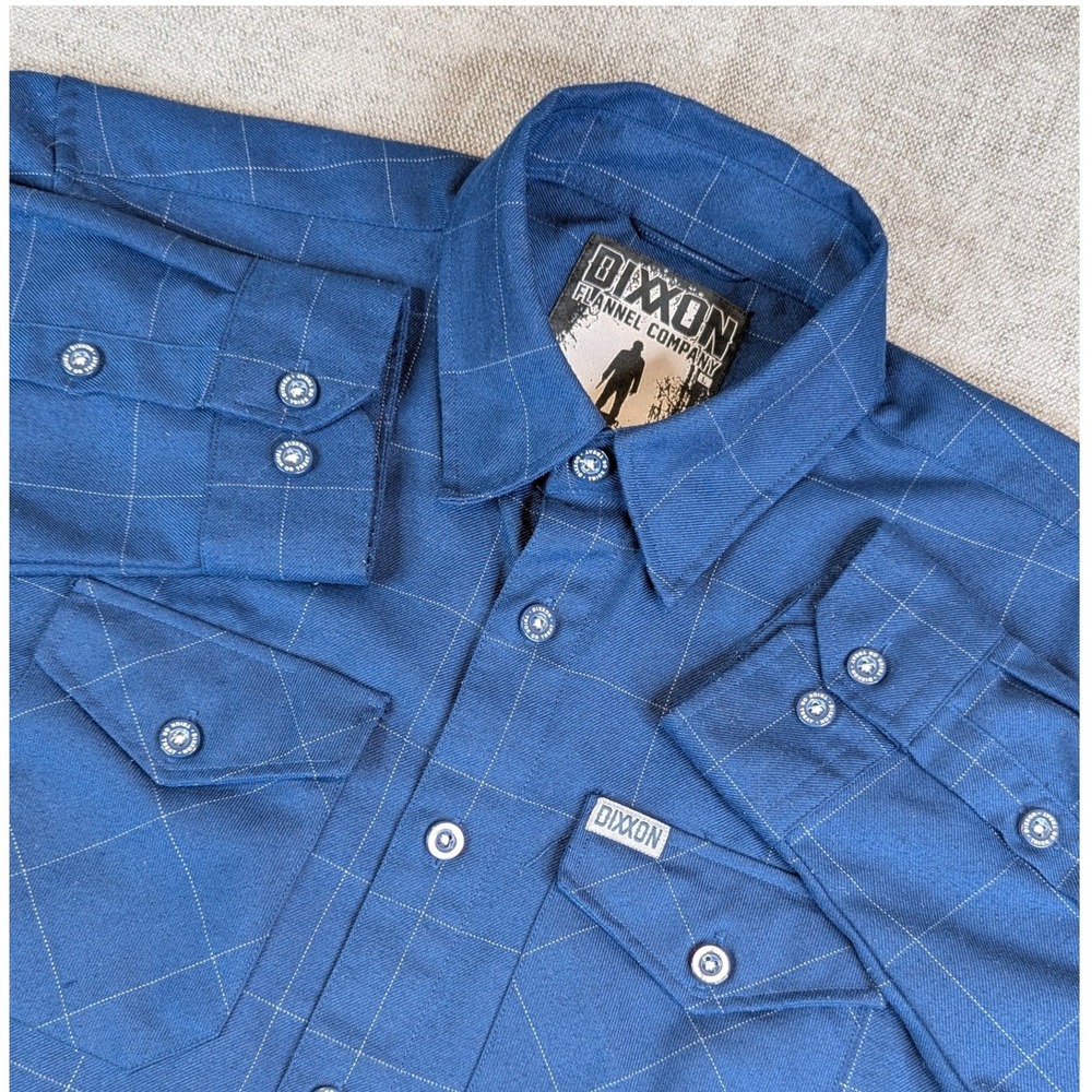 Dixxon Flannel Shirt Mens L Blue Grid The Myers D-Tech Long Sleeve Limited